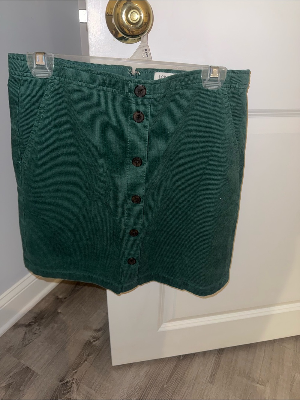 J. Crew Dark Green Corduroy Button-Front Mini Skirt